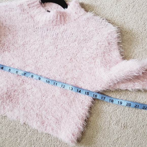 Wild Fable Eyelash Crop Barbie Y2K Fuzzy Bimbo Bubblegum Pink Sweater S - Picture 6 of 7